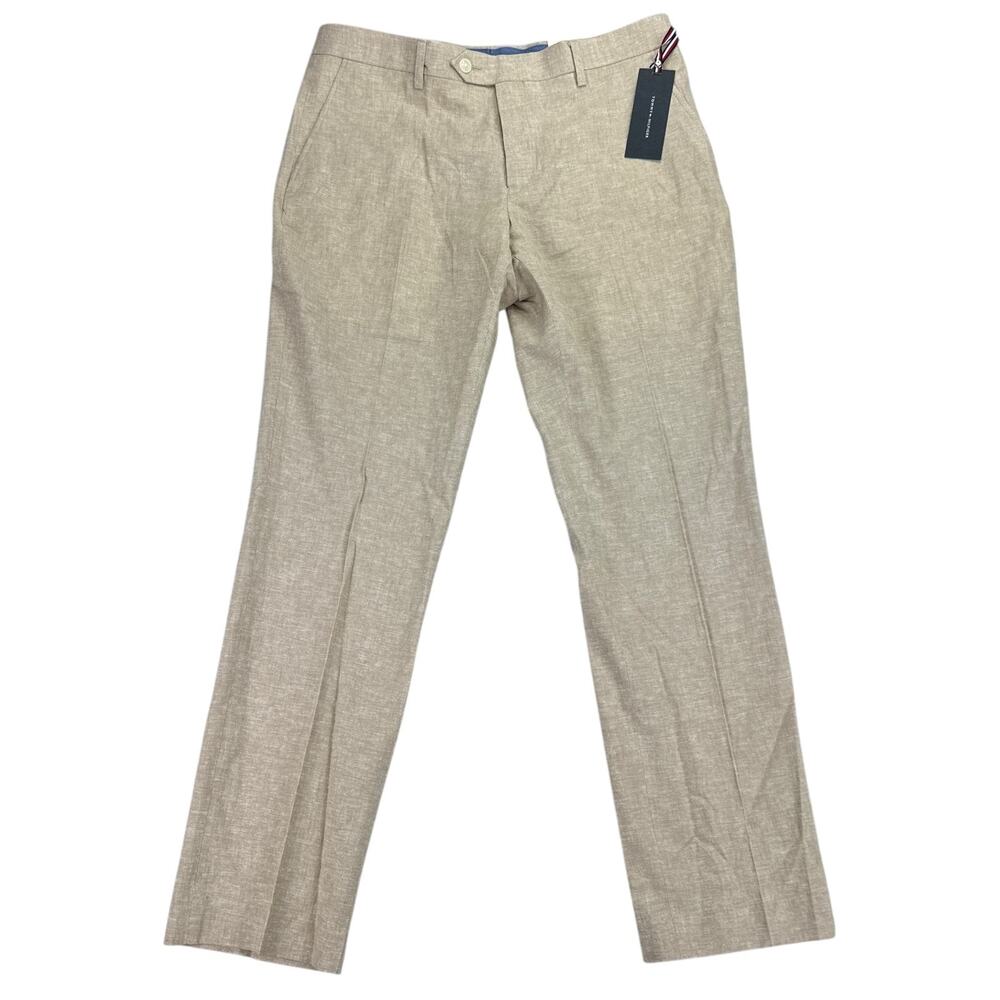 Tommy Hilfiger Mens Hall Modern Fit Linen Blend Suit Pants Tan 33x30